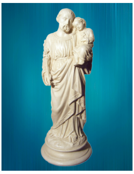 Une jolie statue de saint Joseph portant l'Enfant-Jésus, pour intérieur ou extérieur, de 33 cm.