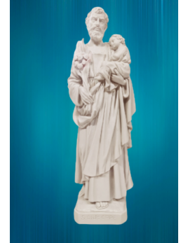 Statue de saint Joseph en résine blanche de 60 cm