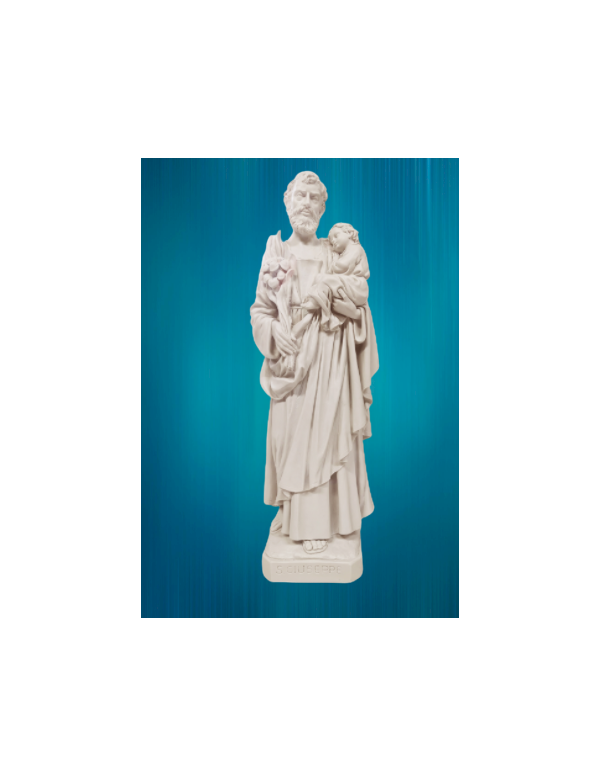 Statue de saint Joseph en résine blanche de 60 cm