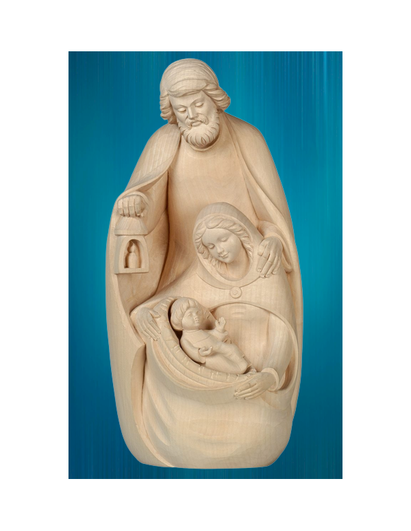 Wooden statue of the Holy Family - 9,4 in (24 cm) -