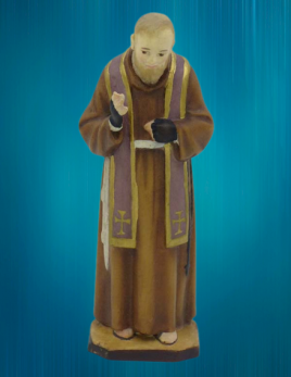 Ravissante petite statue en bois de saint Padre Pio. Fabrication italienne de qualité