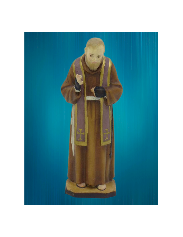 Ravissante petite statue en bois de saint Padre Pio. Fabrication italienne de qualité