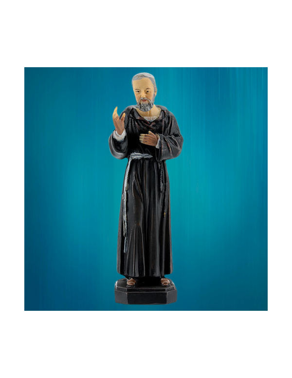 Petite statue du Padre Pio en résine colorée.