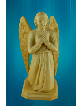 Jolie statue en bois d'un ange en prières, finition naturelle