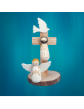 Jésus en croix avec une colombe et un ange, fabrication artisanale française