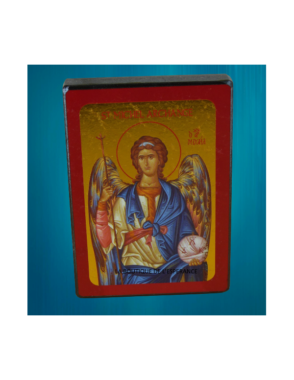 Magnifique icône dorée à la feuille de saint Michel Archange réalisée par l'Atelier "Les Clémences"