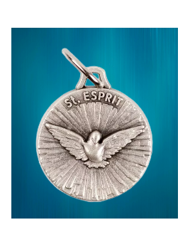 Médaille en métal couleur argentée du Saint-Esprit