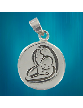Médaille de la Vierge et l'Enfant Jésus en argent 925°/°°