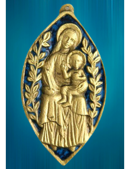 Bas-relief en bronze de la Vierge à l'Enfant