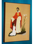 Plaquette en laminage représentant Jésus Pain de Vie, réalisée par les bénédictines de Vénière.