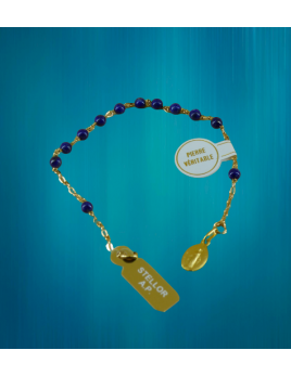 Ravissant bracelet-dizainier avec perles lapis lazuli avec une petite médaille miraculeuse