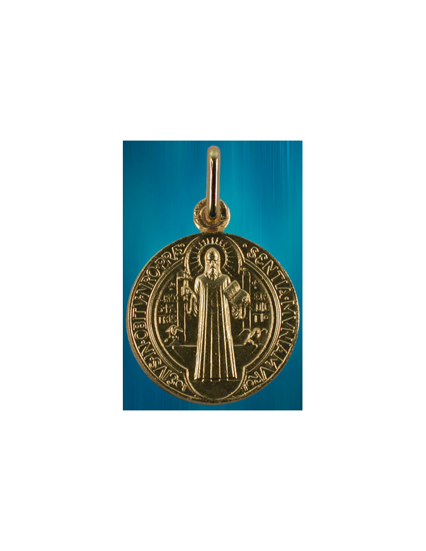 Médaille de saint Benoît plaqué or 13 mm