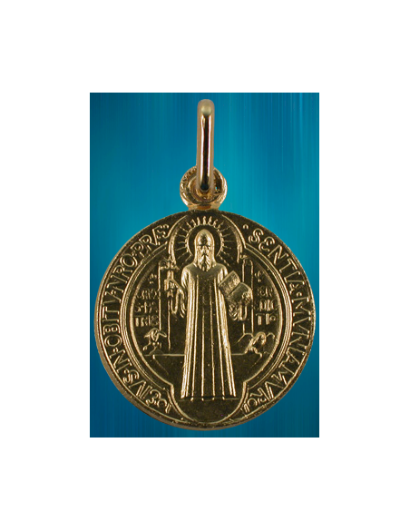 Médaille de saint Benoît plaqué or 13 mm