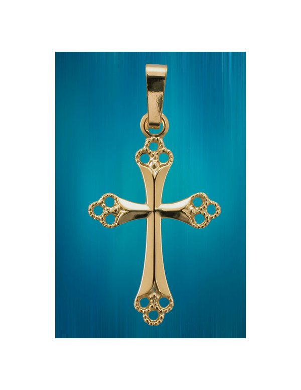 Délicate croix ajourée et trilobée en plaqué or