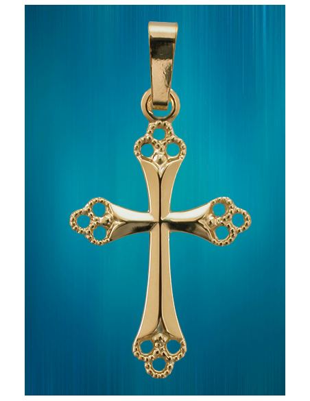 Délicate croix ajourée et trilobée en plaqué or