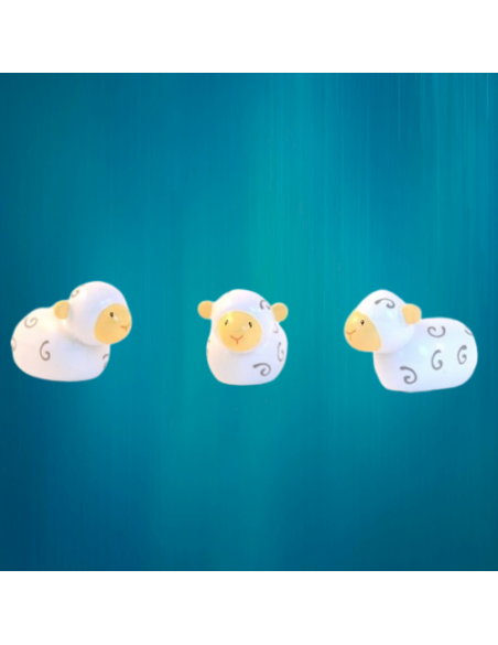 Crèche en bois tourné - 3 moutons