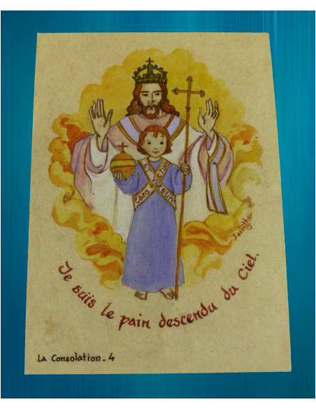 Image pour une première communion, réalisée par les sœurs de la Consolation.