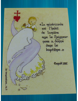 Image pour un baptême, réalisée par les sœurs de la Consolation.