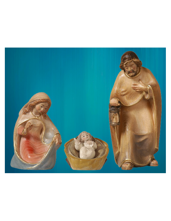 Nativité sculptée en bois peint