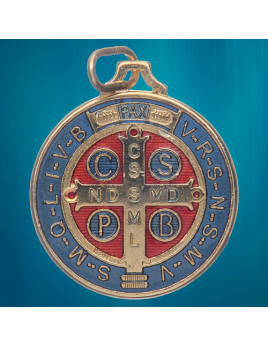 Médaille de Saint Benoit en métal argenté 30 mm - Fabrefacio