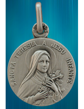 Médaille de sainte Thérèse de l'Enfant-Jésus en stellargent (métal argenté de haute qualité)