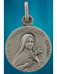 Médaille de sainte Thérèse de l'Enfant-Jésus en stellargent (métal argenté de haute qualité)