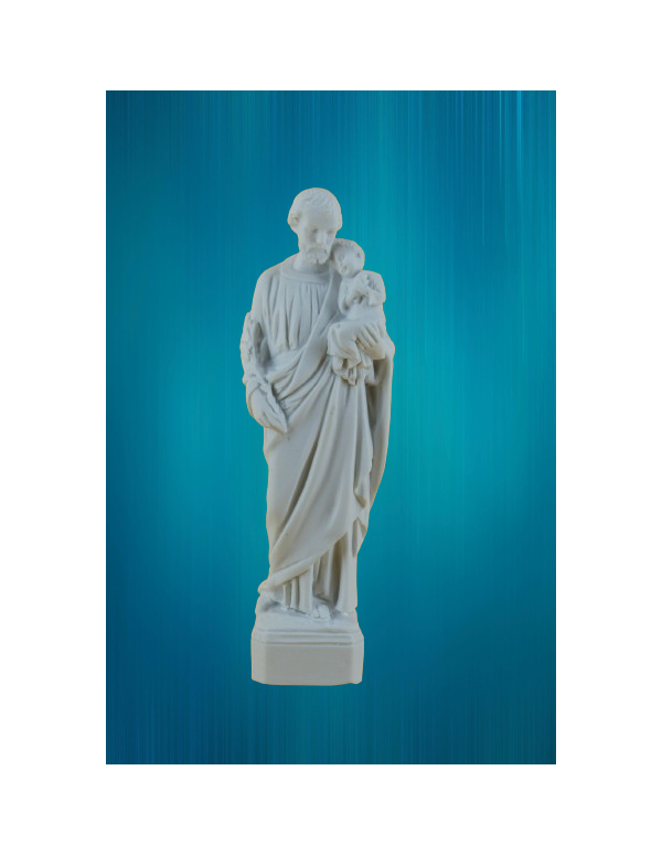 Statue of Saint Joseph with the Infant Jesus - white resin - 15 cm