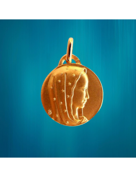 Médaille de la Vierge au voile étoilé en plaqué or 3 µ.