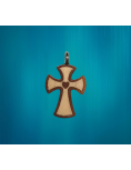 Pendentif croix bois vernis coeur