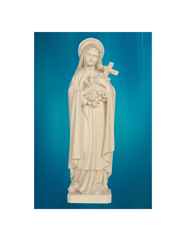 Petite statue de 6 cm de sainte Thérèse de l'Enfant-Jésus en bois naturel