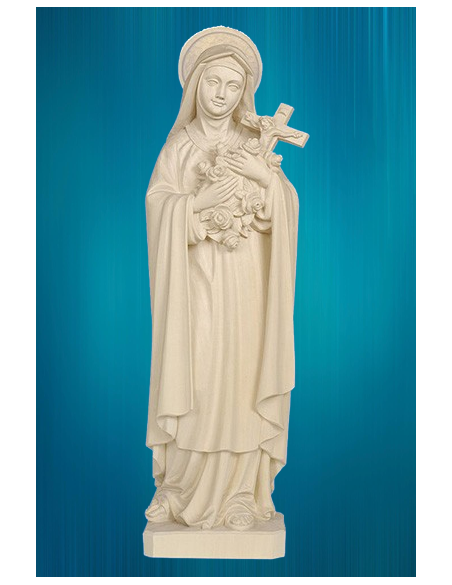 Petite statue de 6 cm de sainte Thérèse de l'Enfant-Jésus en bois naturel