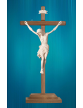 Crucifix sur pied avec Christ en bois sculpté