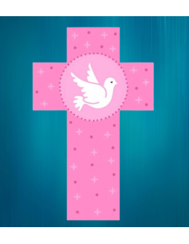 Jolie croix avec colombe au centre en bois peint à la main