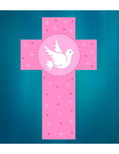 Jolie croix avec colombe au centre en bois peint à la main