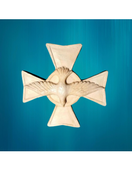Jolie croix du Saint-Esprit en plâtre, avec attache au dos.