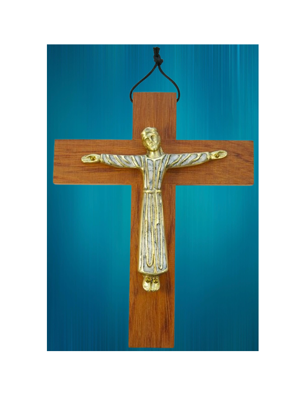 Grand crucifix roman en bronze émaillé