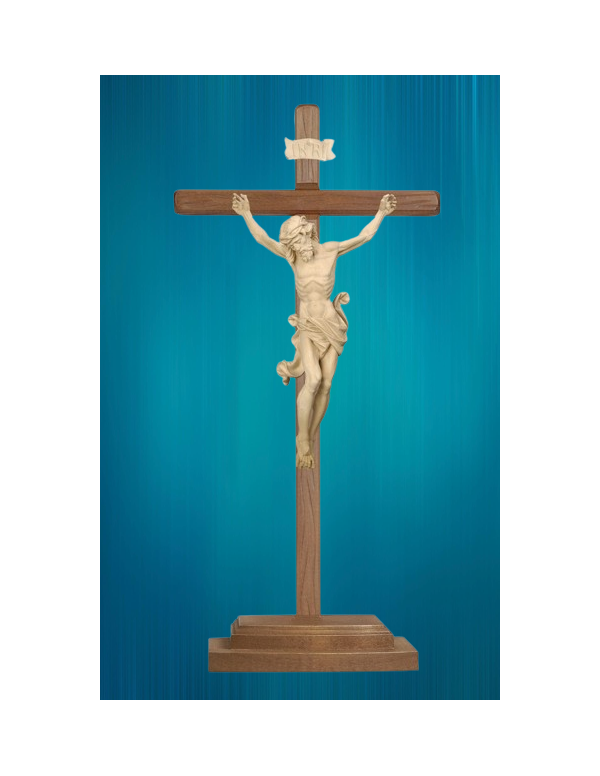 Crucifix en bois d'érable avec Christ en bois sculpté