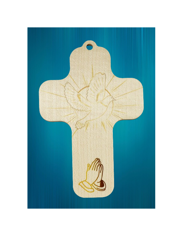 Jolie croix en bois naturel, pour une communion, profession de Foi ou confirmation.