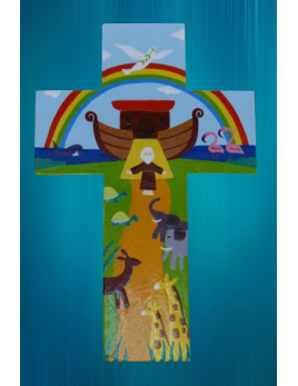 Jolie croix enfantine représentant l'arche de Noé
