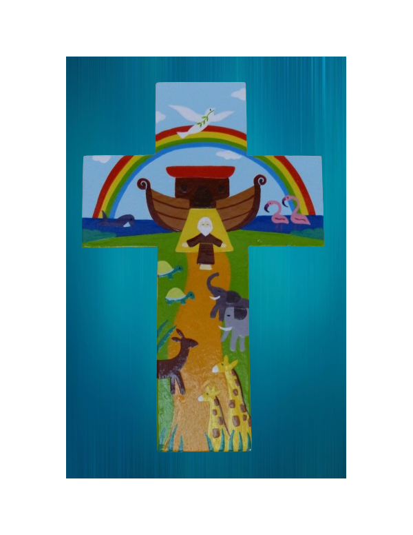 Jolie croix enfantine représentant l'arche de Noé