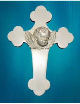 Ravissante croix Angelus Crucis en plâtre