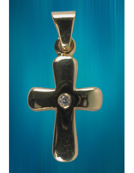 Petite croix fantaisie avec un zircon blanc au coeur de la croix.