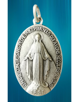 Médaille Vierge miraculeuse en métal argenté 33 mm