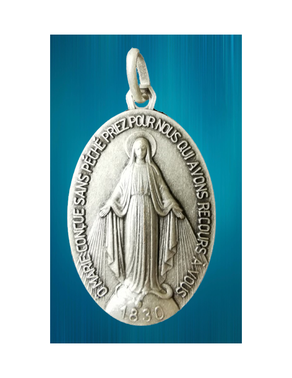 Médaille Vierge miraculeuse en métal argenté 33 mm