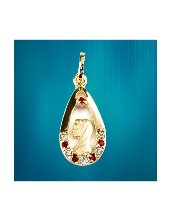 Médaille ajourée de la Vierge, plaqué or avec zirconium