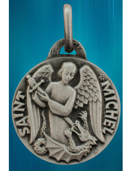 Médaille de saint Michel en métal argenté de haute qualité