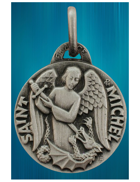 Médaille de saint Michel en métal argenté de haute qualité