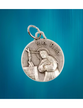 Médaille de sainte Rita en métal argenté.