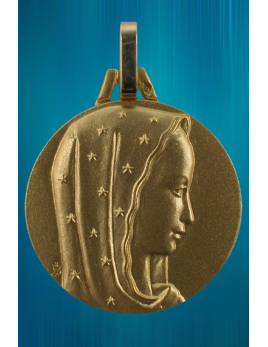 Médaille Vierge au voile étoilé - or 18 carats