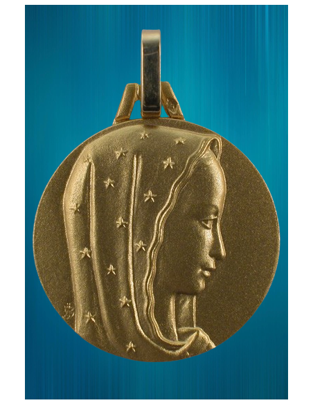 Médaille Vierge au voile étoilé - or 18 carats